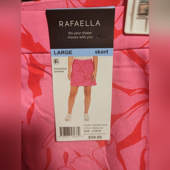 Rafaella Dark Pink and Light Pink Floral Skort, Size Large - Picture 1 of 5